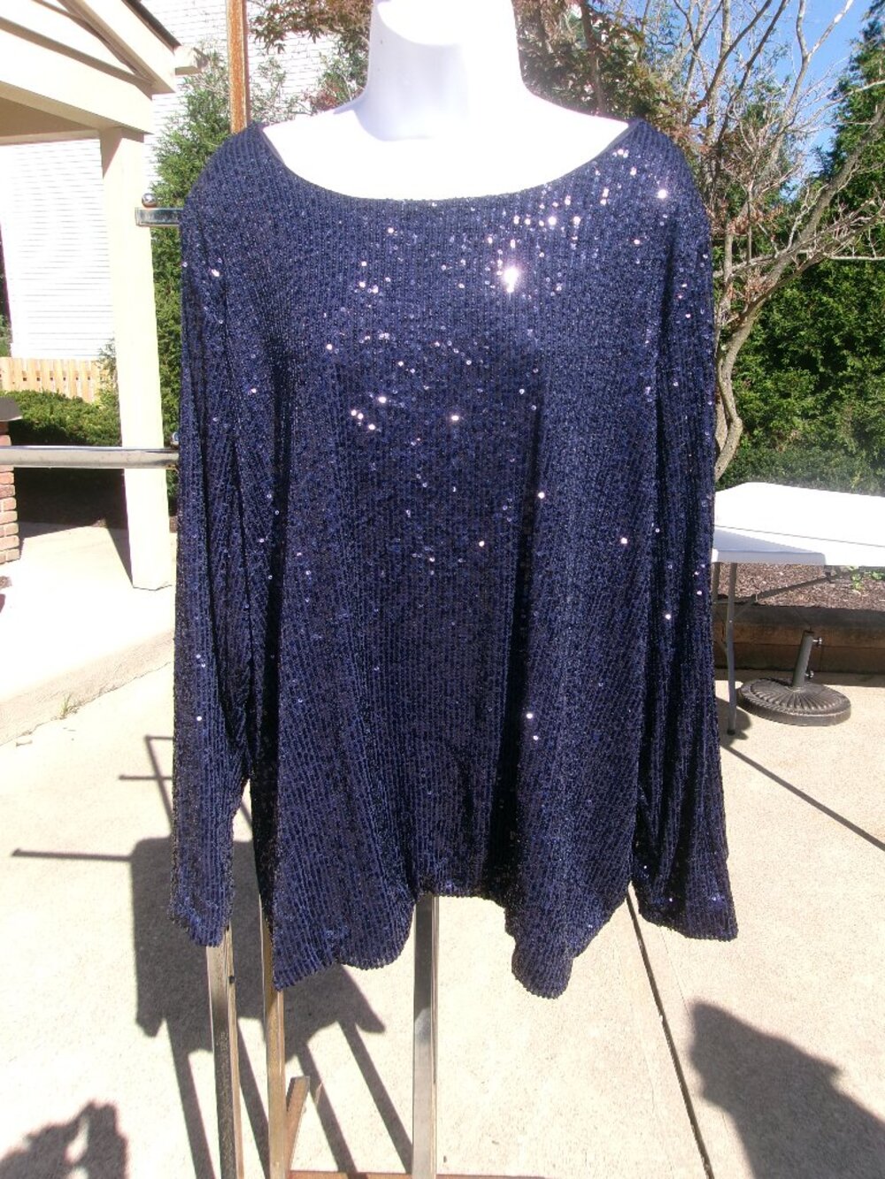 NWOT TALBOTS NAVY SEQUIN LONG SLEEVE TOP XS